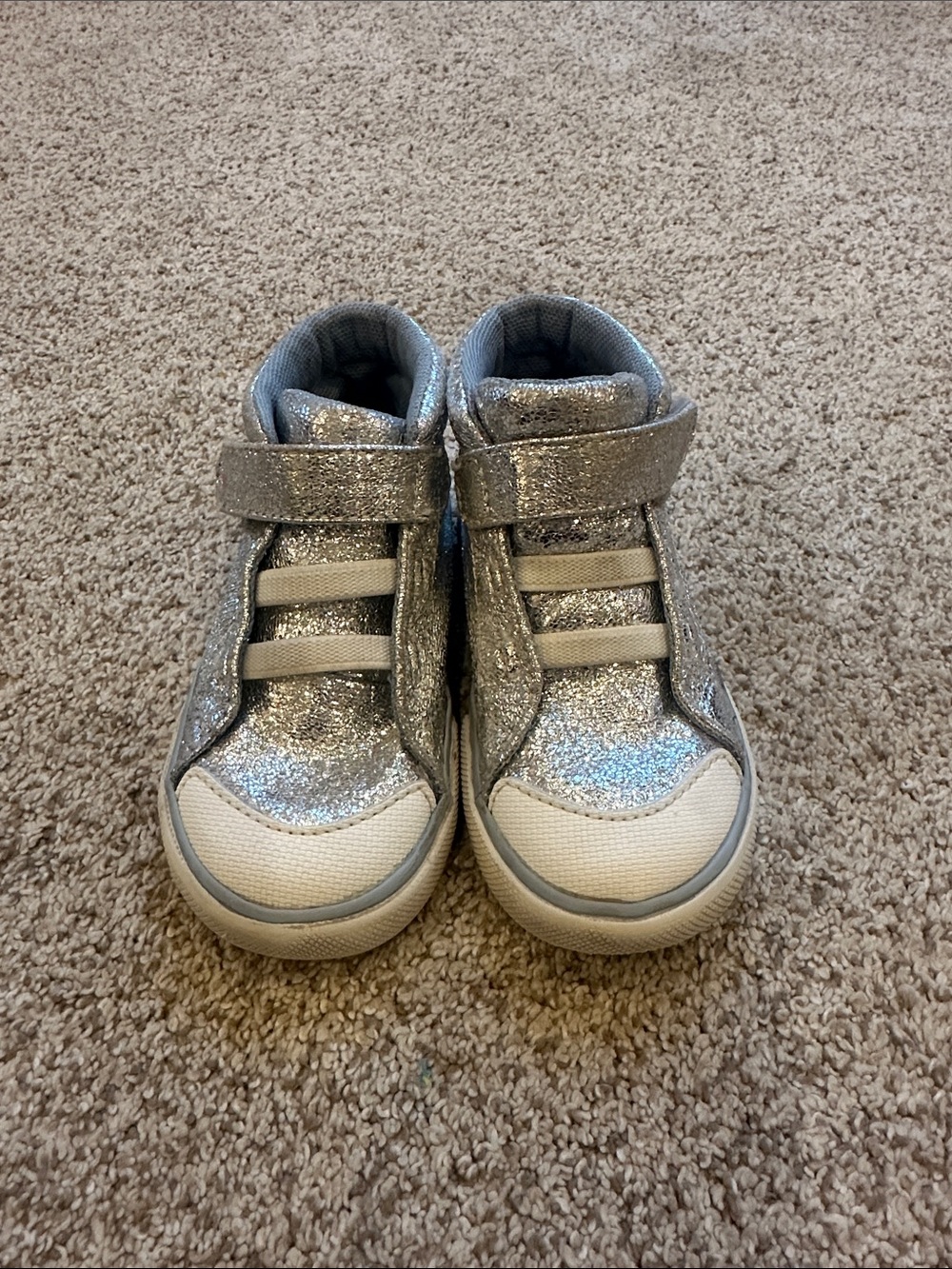 See kai run girls silver glitter high-top sneakers